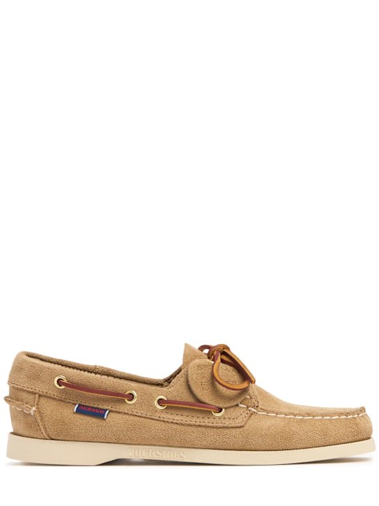 Sebago: Portland Artisan suede boat shoes - women_0 | Luisa Via Roma