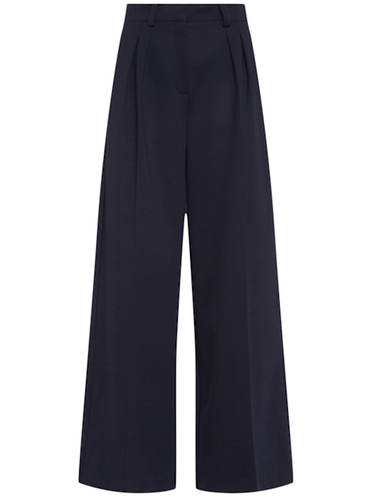 Max Mara: Molo wool blend gabardine wide pants - women_0 | Luisa Via Roma