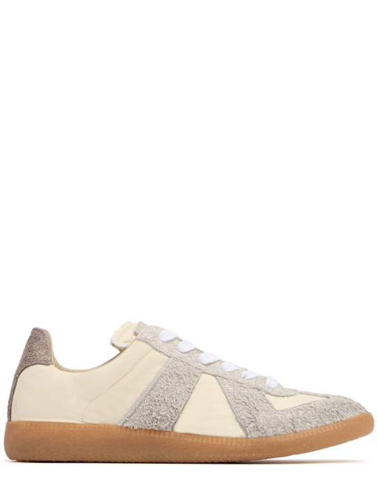 Maison Margiela: 20mm Replica leather & suede sneakers - women_0 | Luisa Via Roma