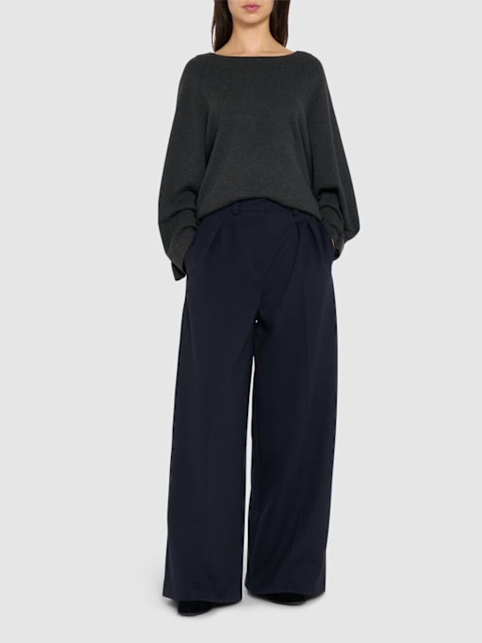 Max Mara: Molo wool blend gabardine wide pants - women_1 | Luisa Via Roma