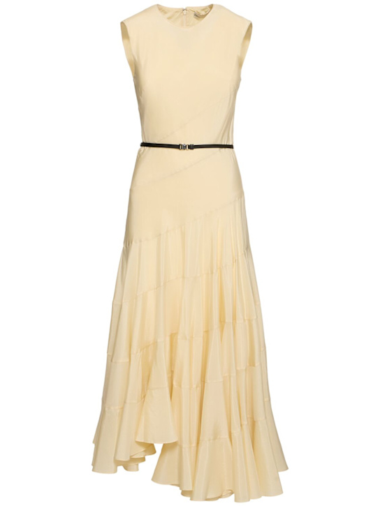 Tory Burch: Flared cotton & silk midi dress - women_0 | Luisa Via Roma