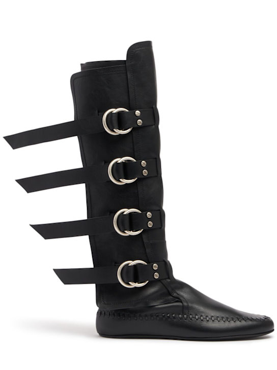 Ann Demeulemeester: 10mm Siver leather boots - women_0 | Luisa Via Roma