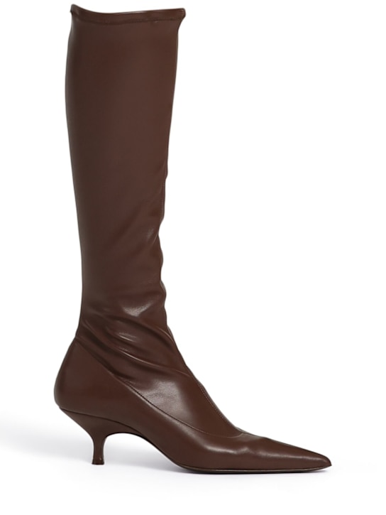 Gia Borghini: 50mm Hera nappa leather boots - women_0 | Luisa Via Roma