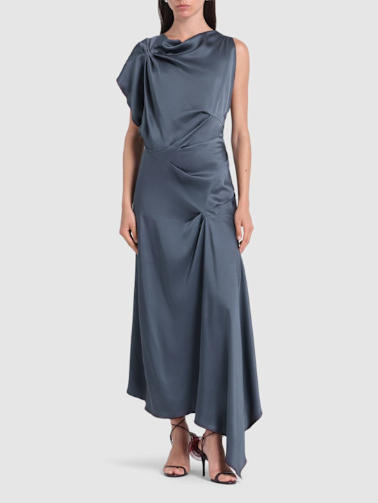 Victoria Beckham: アシンメトリー ドレープサテンミディドレス - women_1 | Luisa Via Roma