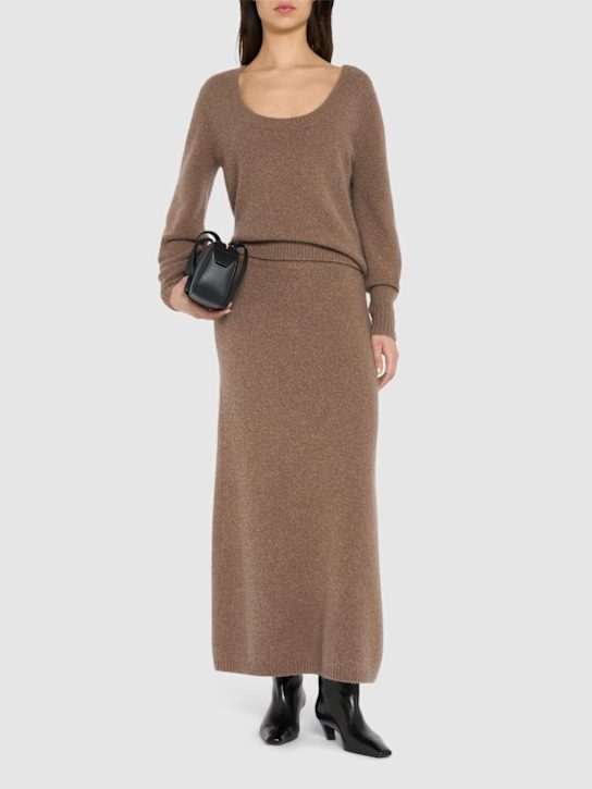 Max Mara: Dorina cashmere blend long skirt - women_1 | Luisa Via Roma