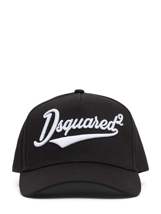 Dsquared2: Cotton logo baseball hat - Black - men_0 | Luisa Via Roma