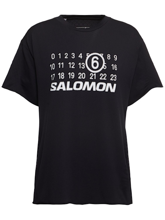 MM6 Maison Margiela: MM6 X Salomon logo jersey t-shirt - women_0 | Luisa Via Roma