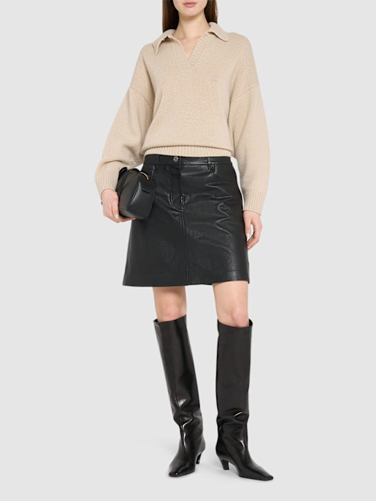 Weekend Max Mara: Hull a-line leather mini skirt - women_1 | Luisa Via Roma