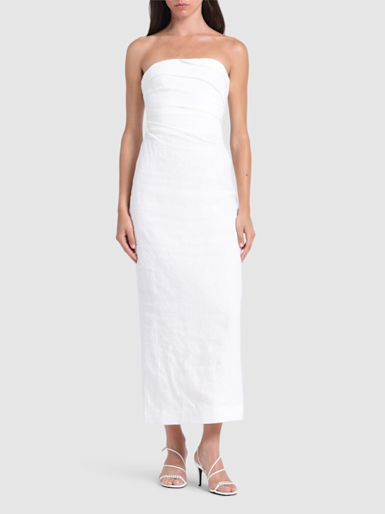 TOVE: Sabella linen strapless midi dress - women_1 | Luisa Via Roma