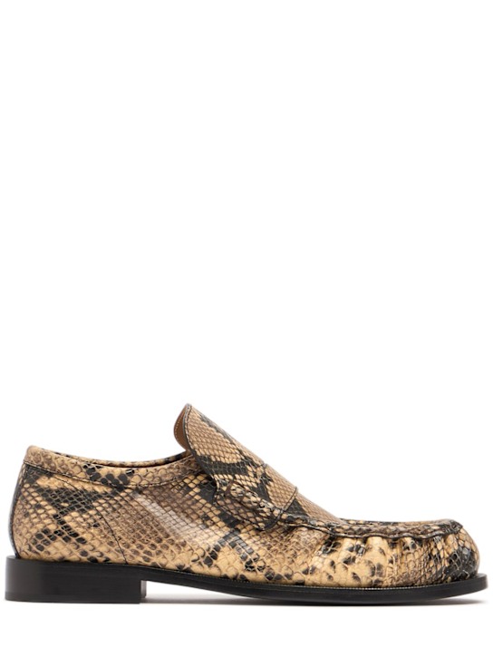 Dries Van Noten: Snake printed leather loafers - men_0 | Luisa Via Roma