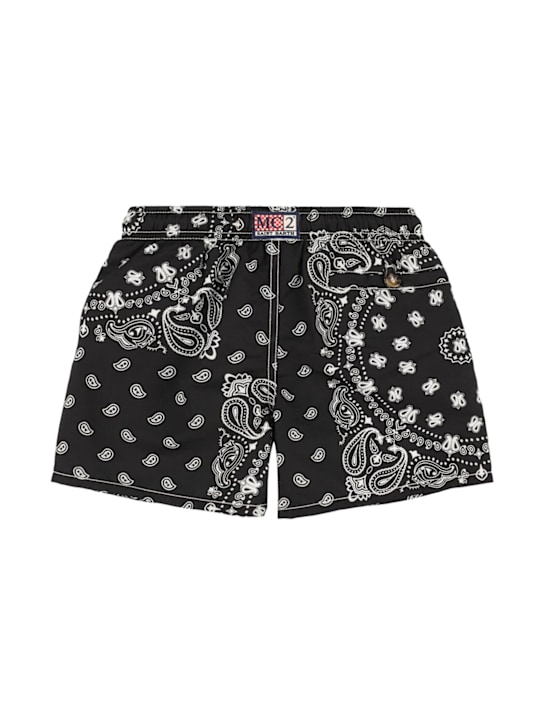 Mc2 Saint Barth: Bañador shorts de nylon estampado - Negro - kids-boys_1 | Luisa Via Roma