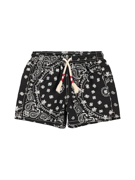 Mc2 Saint Barth: Bañador shorts de nylon estampado - Negro - kids-boys_0 | Luisa Via Roma