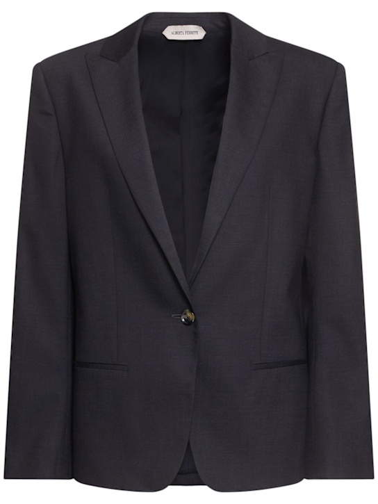 Alberta Ferretti: Tropical wool blend blazer - women_0 | Luisa Via Roma
