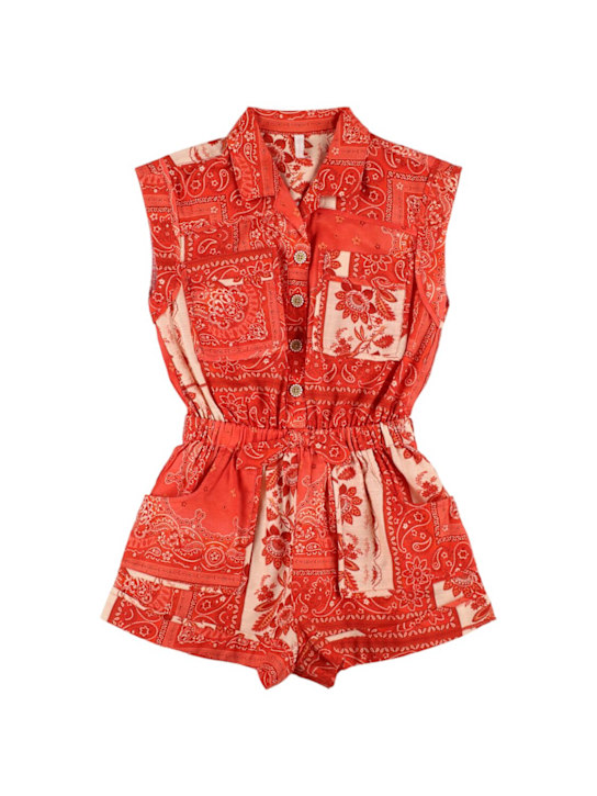 Zimmermann: Printed cotton muslin playsuit - Kırmızı - kids-girls_0 | Luisa Via Roma