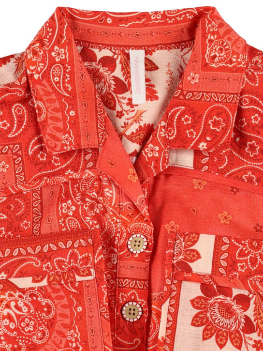 Zimmermann: Printed cotton muslin playsuit - Kırmızı - kids-girls_1 | Luisa Via Roma