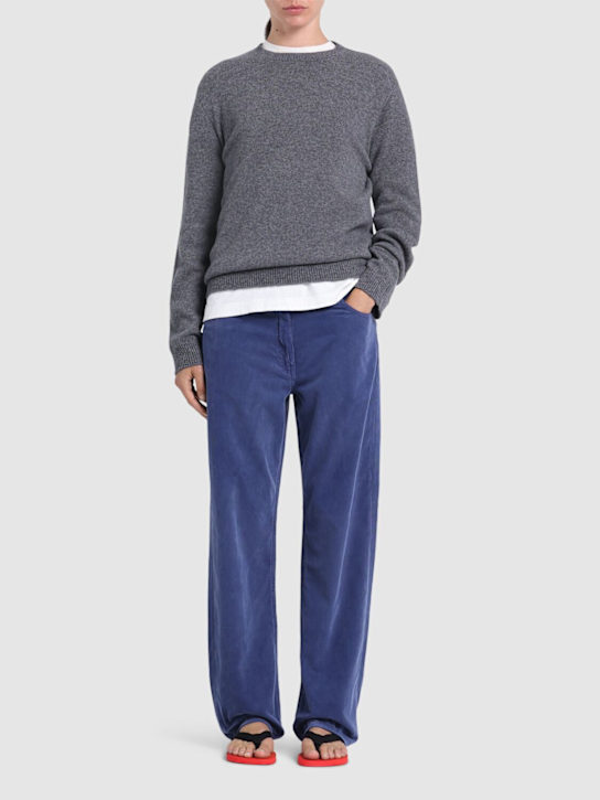 The Row: Pantaloni dritti Tarley in cotone millerighe - Blu Delave' - women_1 | Luisa Via Roma