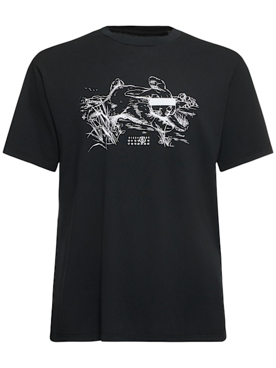MM6 Maison Margiela: Graphic print t-shirt - men_0 | Luisa Via Roma