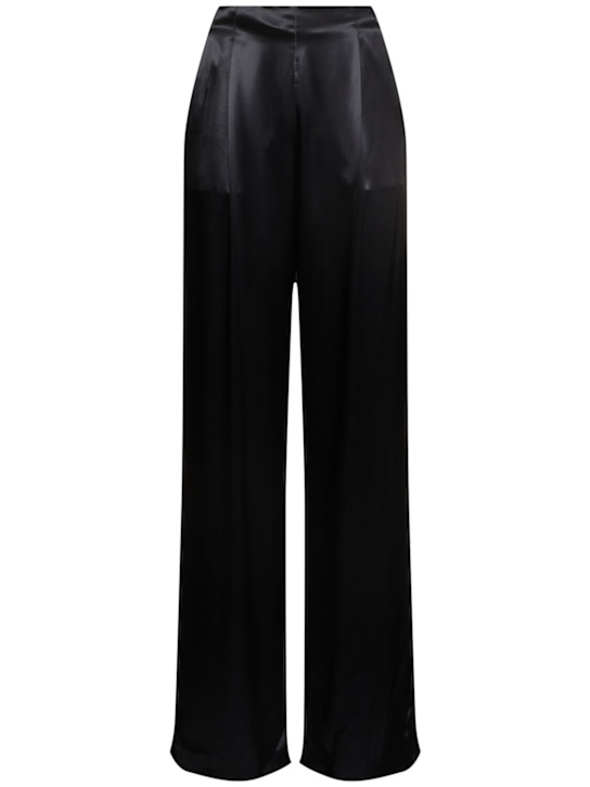 Alberta Ferretti: Shiny satin wide leg pants - women_0 | Luisa Via Roma