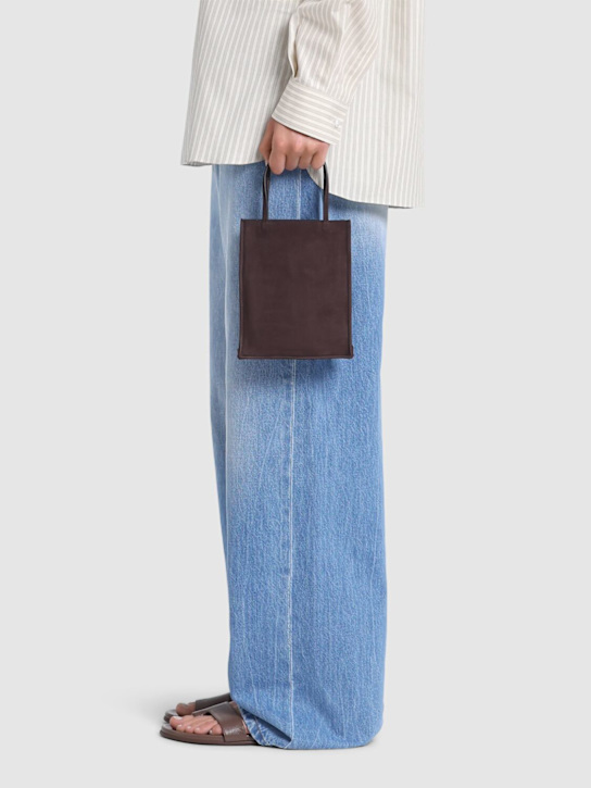 The Row: Small To Go suede top handle bag - Dark Aniline - women_1 | Luisa Via Roma