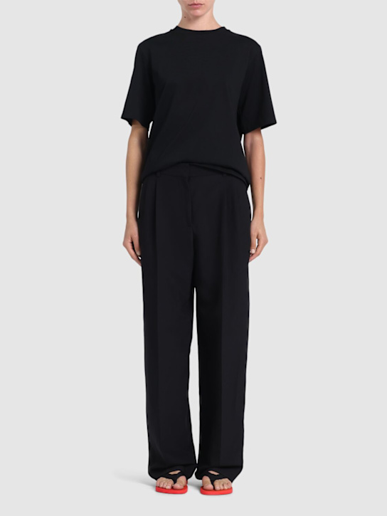 The Row: Lilas wool blend wide pants - Black - women_1 | Luisa Via Roma