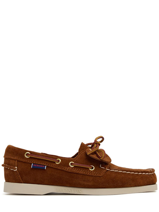 Sebago: Portland Artisan suede boat shoes - women_0 | Luisa Via Roma