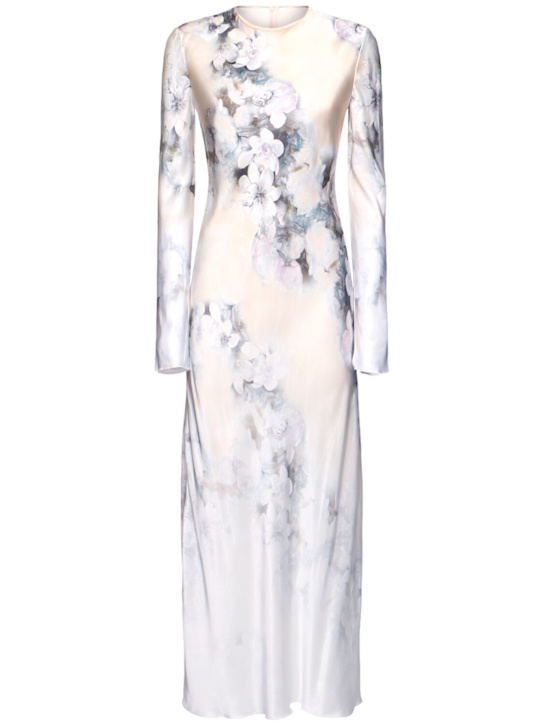 Alberta Ferretti: Degradé print satin long dress - women_0 | Luisa Via Roma