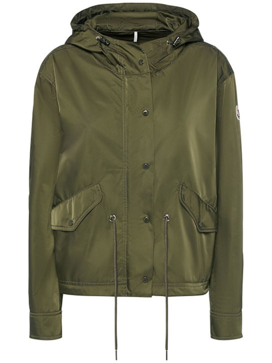 Moncler: Noizay short tech parka - Olive Green - women_0 | Luisa Via Roma