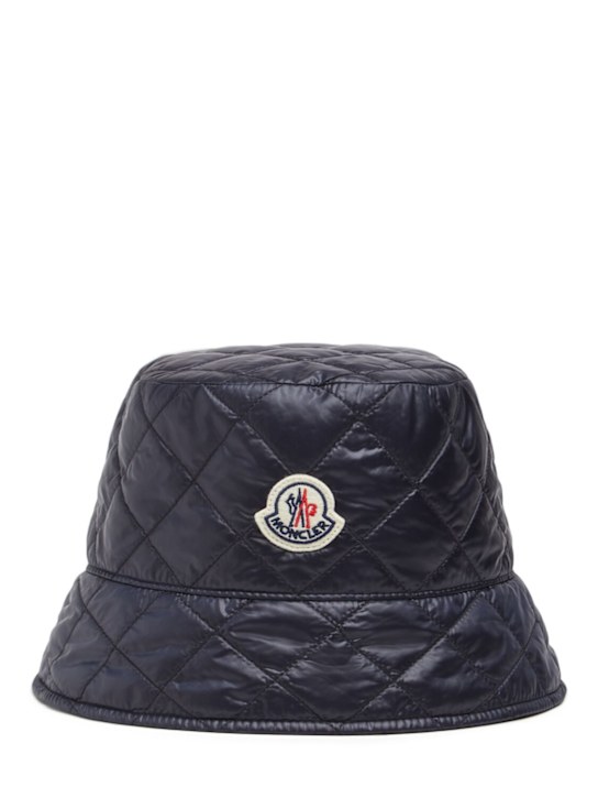 Moncler: Diamond quilted nylon bucket hat - Blue - women_0 | Luisa Via Roma