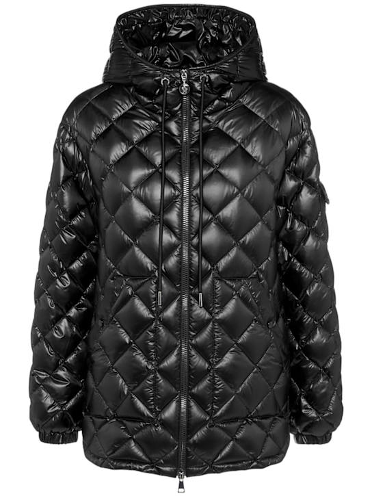 Moncler: Diamond quilted nylon down shirt jacket - Black - women_0 | Luisa Via Roma
