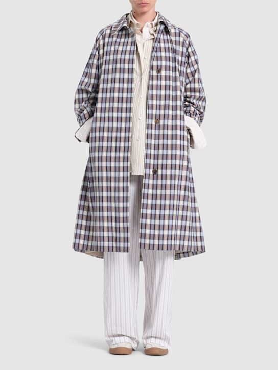 The Row: Tavishina silk & cotton trench coat - Black/Beige - women_1 | Luisa Via Roma