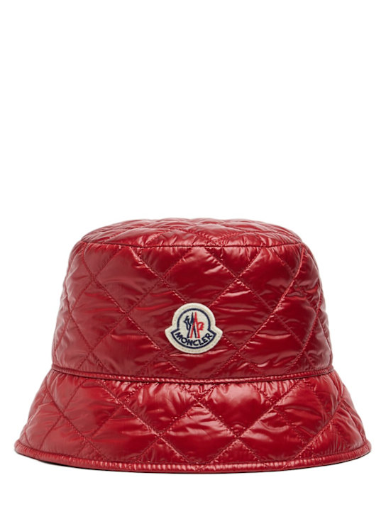 Moncler: Diamond quilted nylon bucket hat - Red - women_0 | Luisa Via Roma