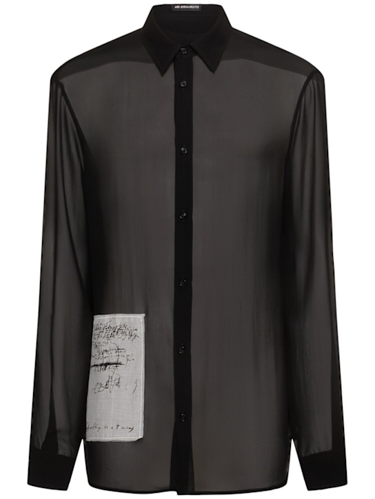 Ann Demeulemeester: Andre classic patch silk shirt - men_0 | Luisa Via Roma