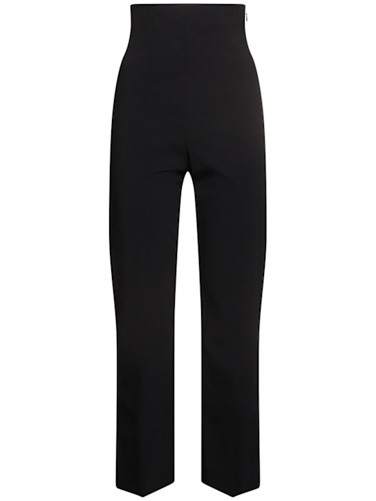 Alberta Ferretti: High waist stretch wool straight pants - women_0 | Luisa Via Roma