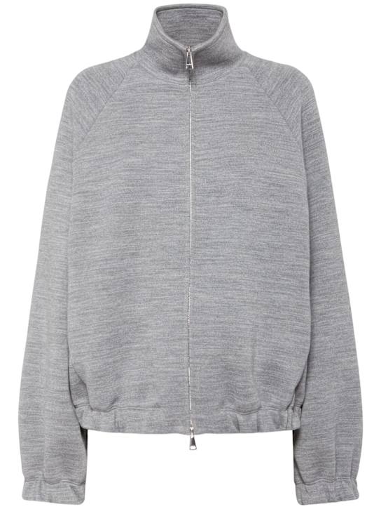 Max Mara: Frine wool blend zip-up sweatshirt - women_0 | Luisa Via Roma