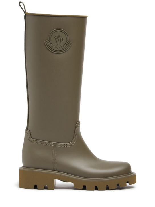 Moncler: 4cm Kickstream high rain boots - Bronze Olive - women_0 | Luisa Via Roma
