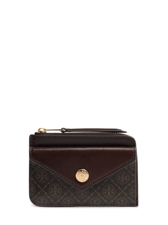 Tory Burch: T Monogram coated canvas zip card case - women_0 | Luisa Via Roma