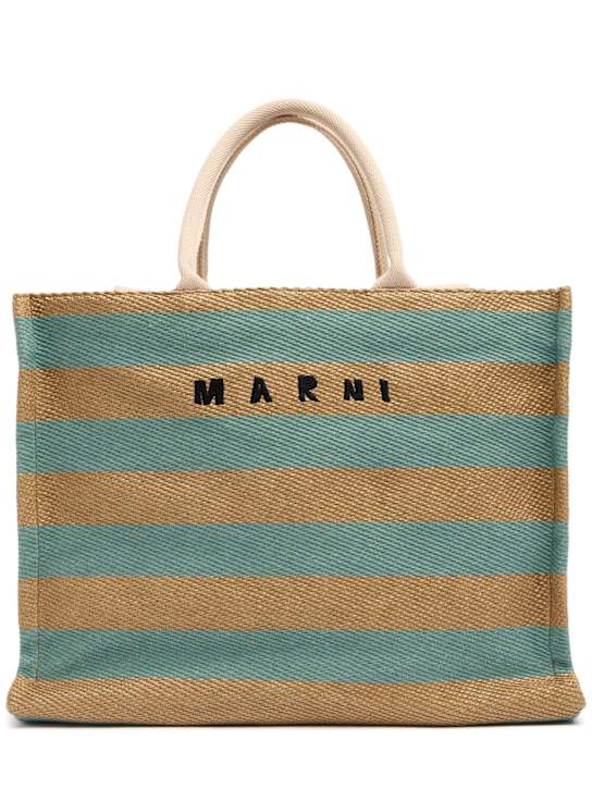 Marni: Large Basket raffia effect tote bag - Raw Sienna/Pale - men_0 | Luisa Via Roma