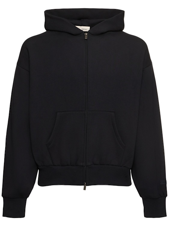 Fear of God ESSENTIALS: Classic fit logo cotton blend zip hoodie - men_0 | Luisa Via Roma