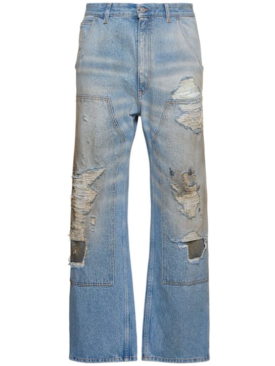 MM6 Maison Margiela: 5 pocket distressed jeans - men_0 | Luisa Via Roma