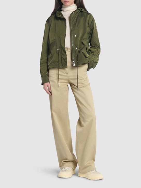 Moncler: Noizay short tech parka - Olive Green - women_1 | Luisa Via Roma