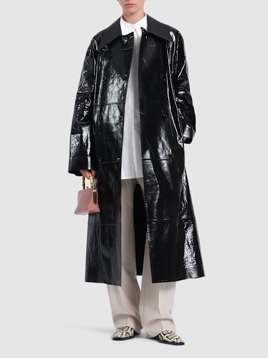 Jil Sander: Coated linen long trench coat - women_1 | Luisa Via Roma