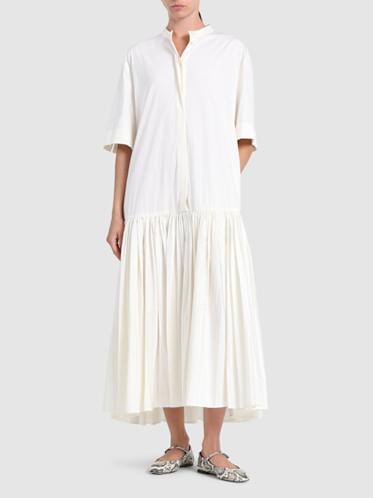 Jil Sander: Glass finished poplin long dress - women_1 | Luisa Via Roma