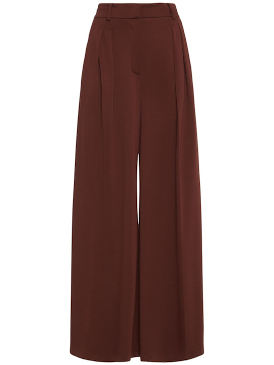 Max Mara: Natale pleated wool wide pants - women_0 | Luisa Via Roma