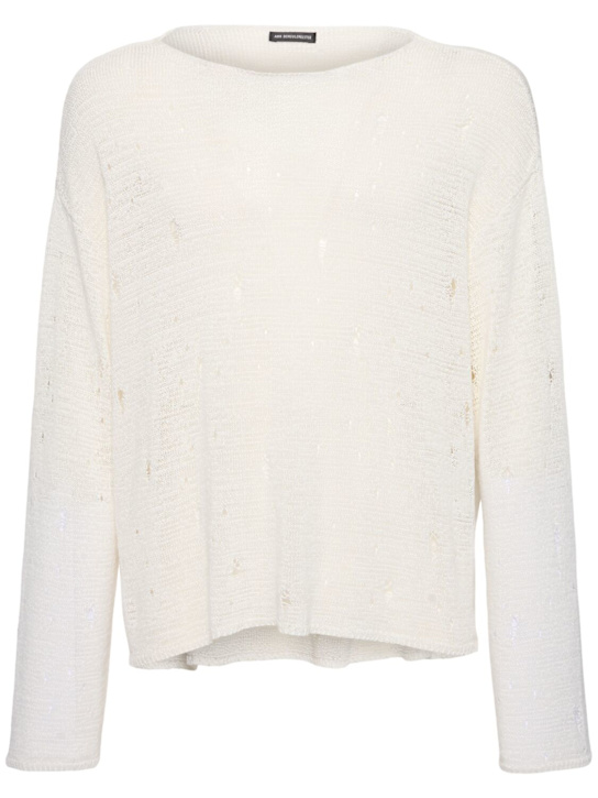 Ann Demeulemeester: Lindor open neck viscose blend sweater - men_0 | Luisa Via Roma