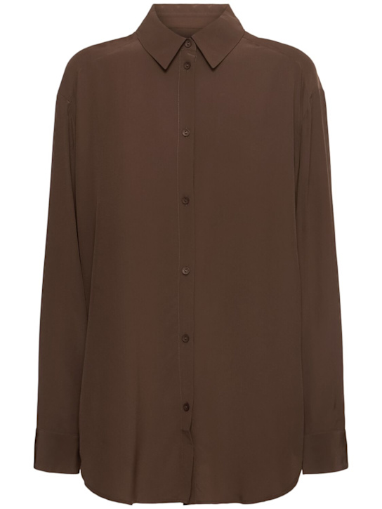 Matteau: Long sleeve silk shirt - Brown - women_0 | Luisa Via Roma