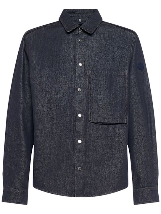 Moncler: Cotton denim shirt - Denim - men_0 | Luisa Via Roma