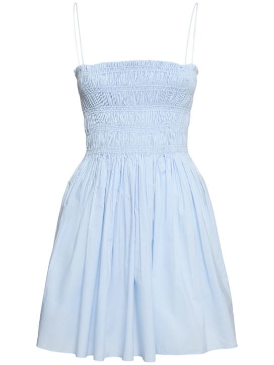 Matteau: Shirred bodice mini dress - Light Blue - women_0 | Luisa Via Roma