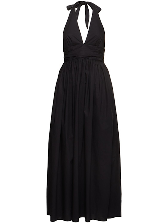 Matteau: Plunge halter neck long dress - Black - women_0 | Luisa Via Roma