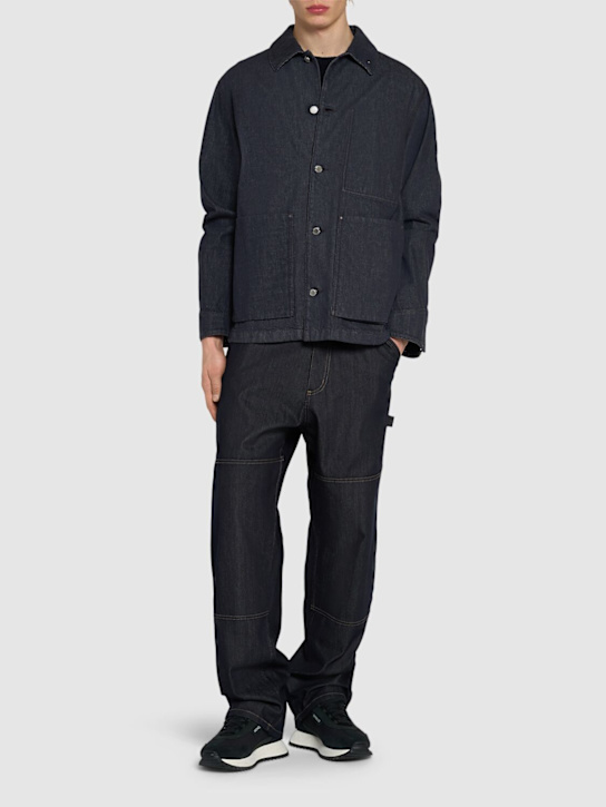 Moncler: Forets cotton denim down jacket - Denim - men_1 | Luisa Via Roma