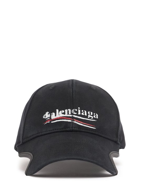 Balenciaga: Political cotton drill cap - Black - men_0 | Luisa Via Roma